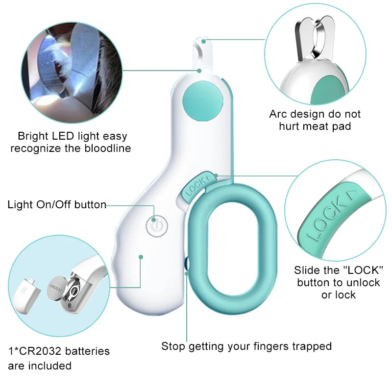 LED Pet Nail Clipper Scissors – Safe Grooming for Cats & Dogs