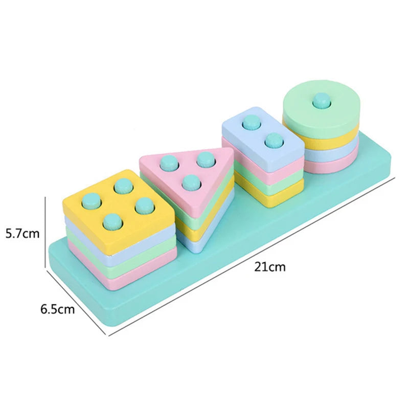 WT313 Color Montessori Wooden Shape Sorting Blocks Puzzle Toy