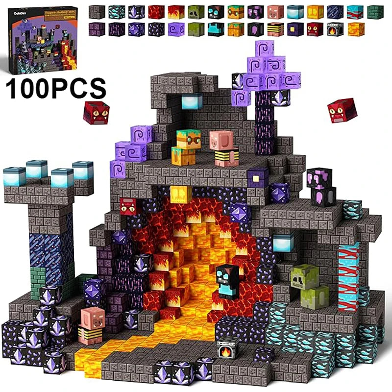 100pcs(With Box) Color Magnetic Tiles Building Blocks Set – STEM Learning Toy