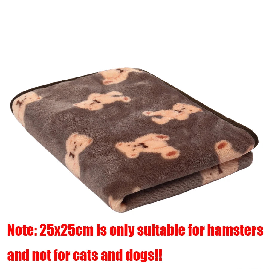 Brown Bear Color Soft Coral Fleece Pet Blanket With Paw Print Pattern