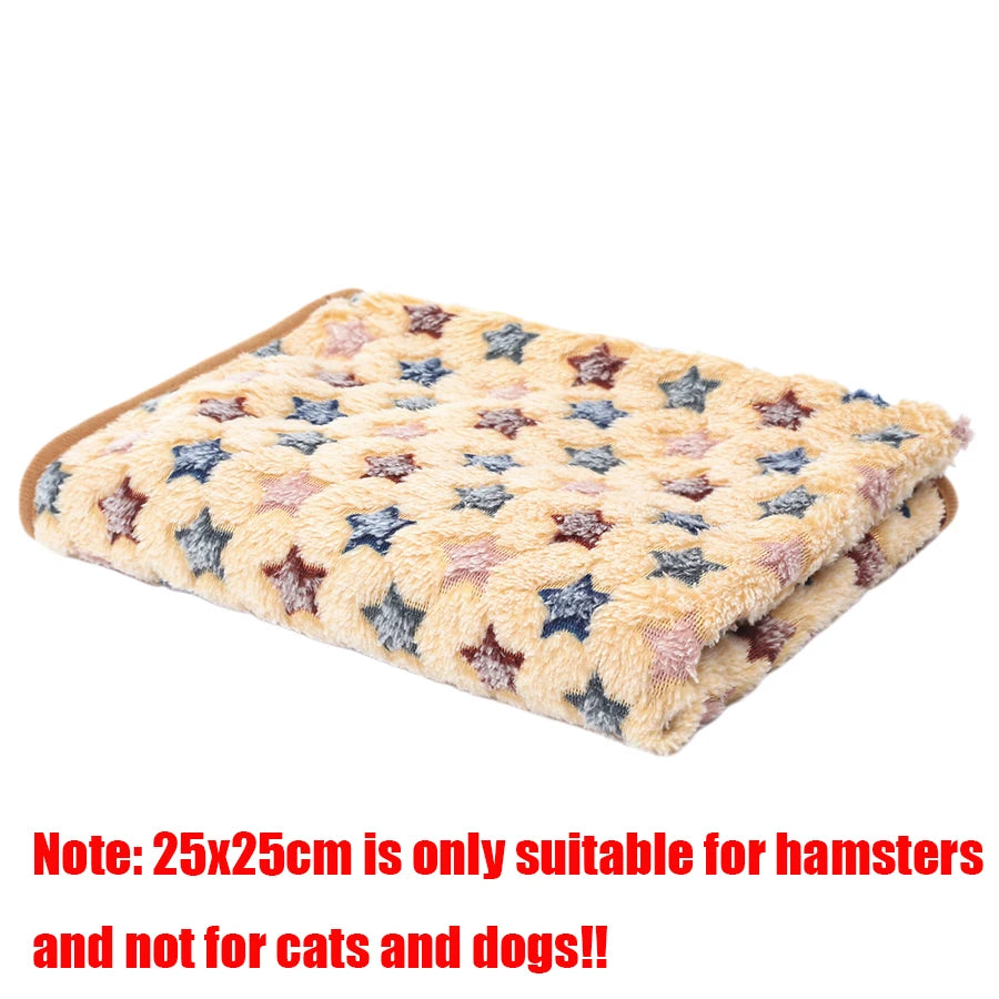 Khika Star Color Soft Coral Fleece Pet Blanket With Paw Print Pattern