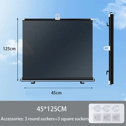 Black-45cm Color Retractable Car Sun Shade Visor – Front or Rear UV Shield