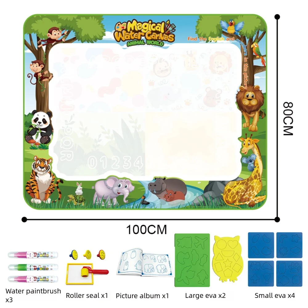 100x80cm animal Color Magic Water Drawing Mat For Kids – Reusable Mess-Free Doodle Board