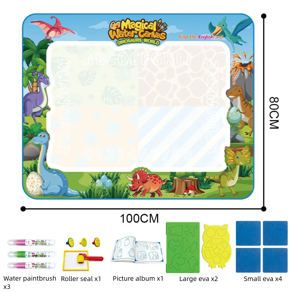 100x80cm dinosaur Color Magic Water Drawing Mat For Kids – Reusable Mess-Free Doodle Board