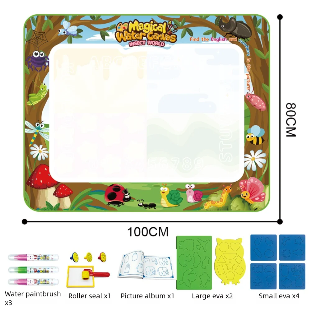 100x80cm insect Color Magic Water Drawing Mat For Kids – Reusable Mess-Free Doodle Board