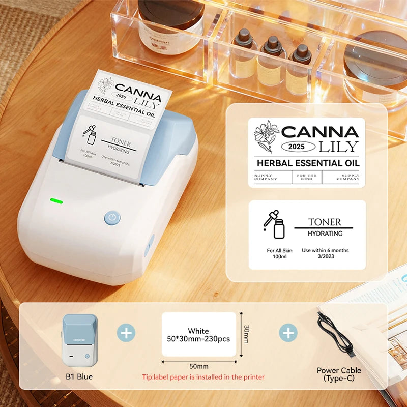 B1-Light Blue color Bluetooth Thermal Label Printer – Portable 2-Inch Sticker Maker