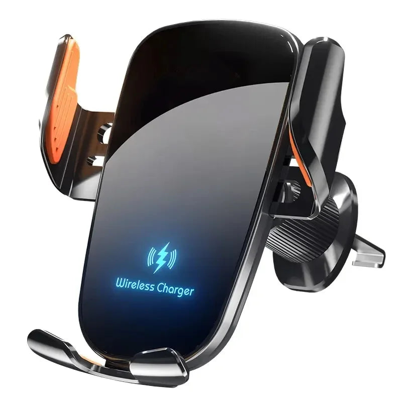 Black Color 30W Wireless Car Charger Mount With Manual Clamping