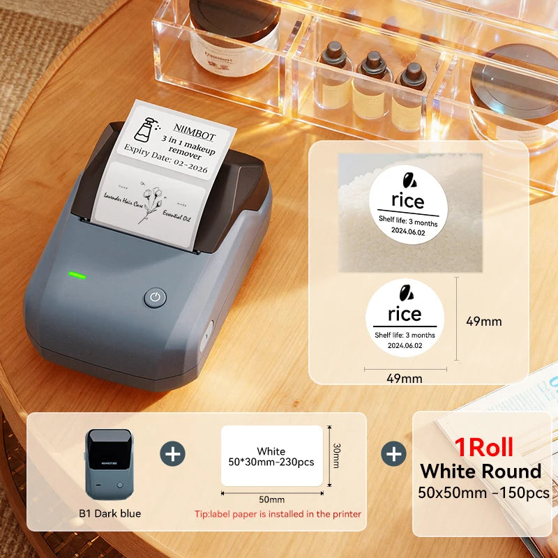 B1-DB-50Round-1R color Bluetooth Thermal Label Printer – Portable 2-Inch Sticker Maker
