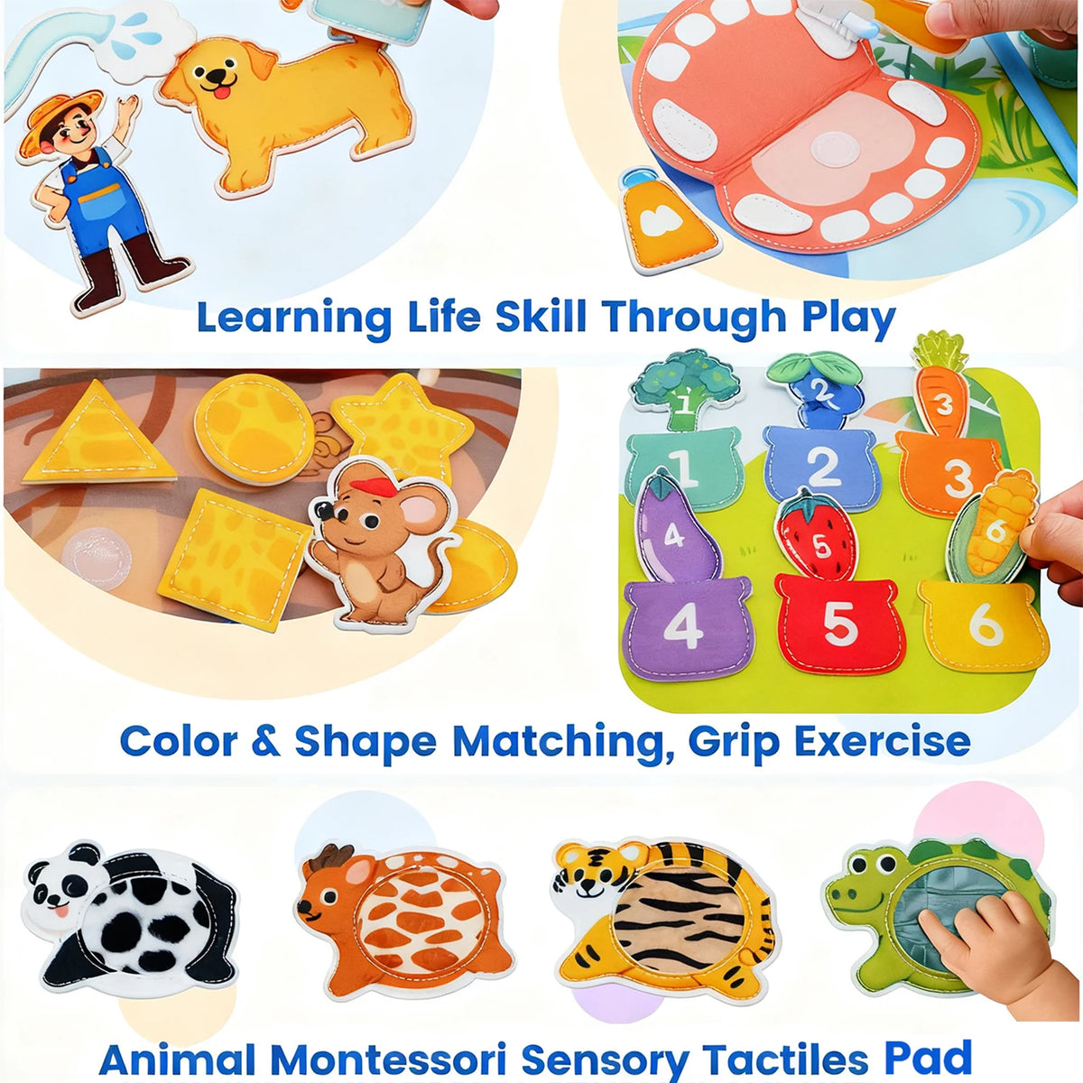 Montessori Busy Board Book for Toddlers – Sensory Learning Toy
