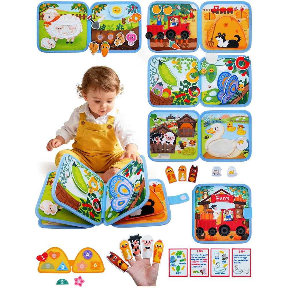 Farm Color Montessori Busy Board Book for Toddlers – Sensory Learning Toy