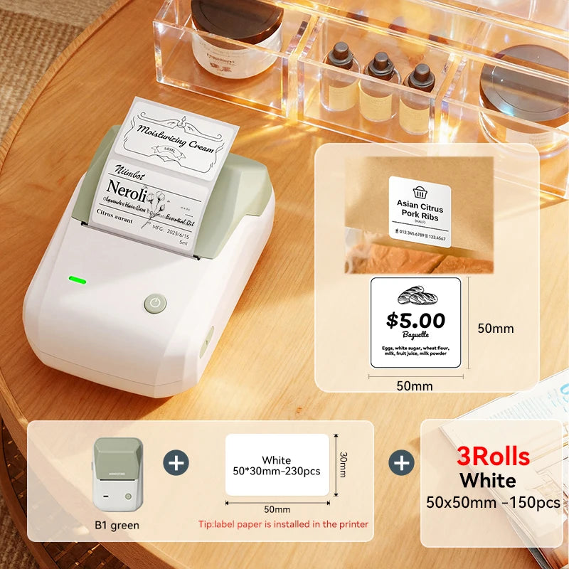 Green-50x50-3R color Bluetooth Thermal Label Printer – Portable 2-Inch Sticker Maker