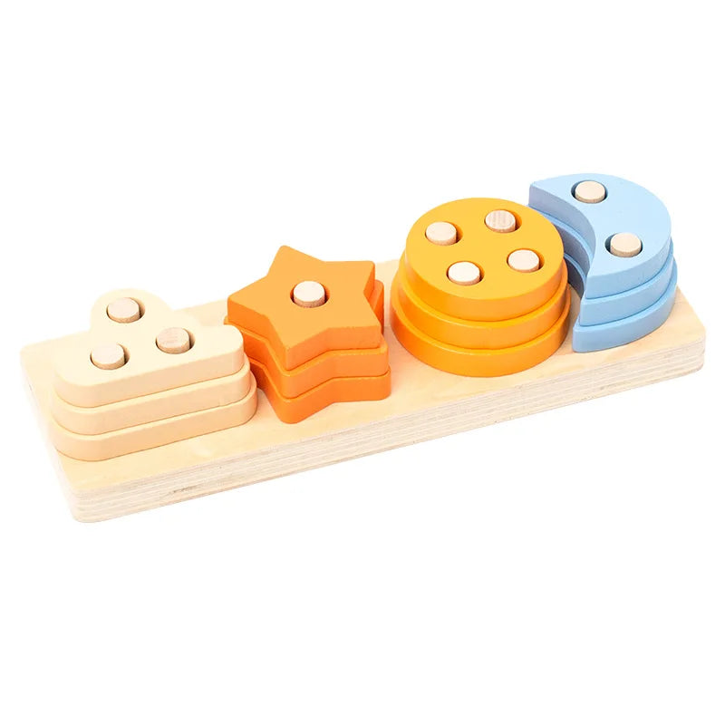 600060 Color Montessori Wooden Shape Sorting Blocks Puzzle Toy