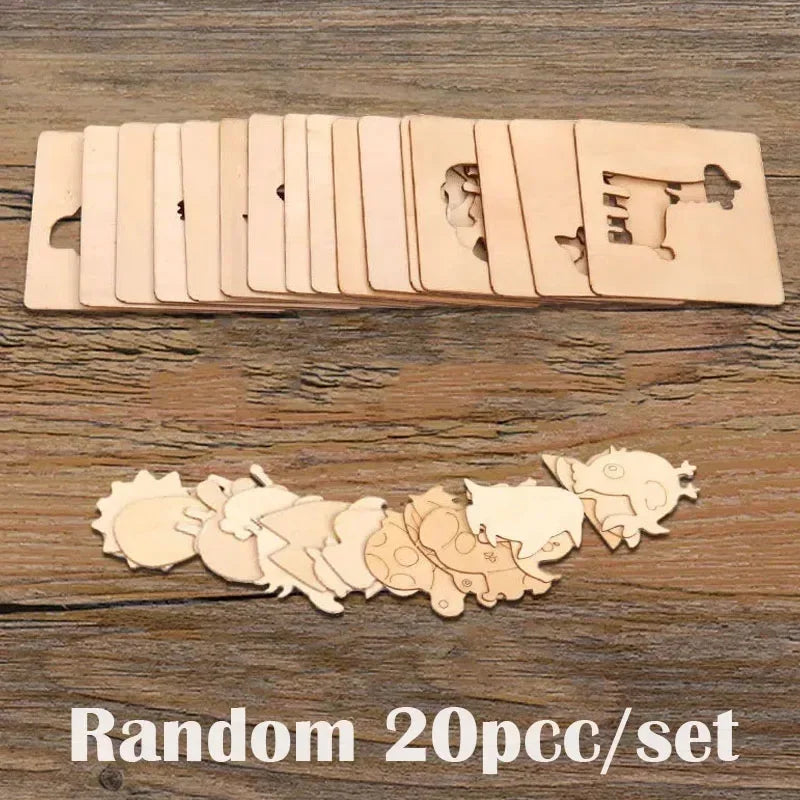 20pcs Set Color Wooden Montessori Drawing Stencil Set – 20-Piece Kids Craft