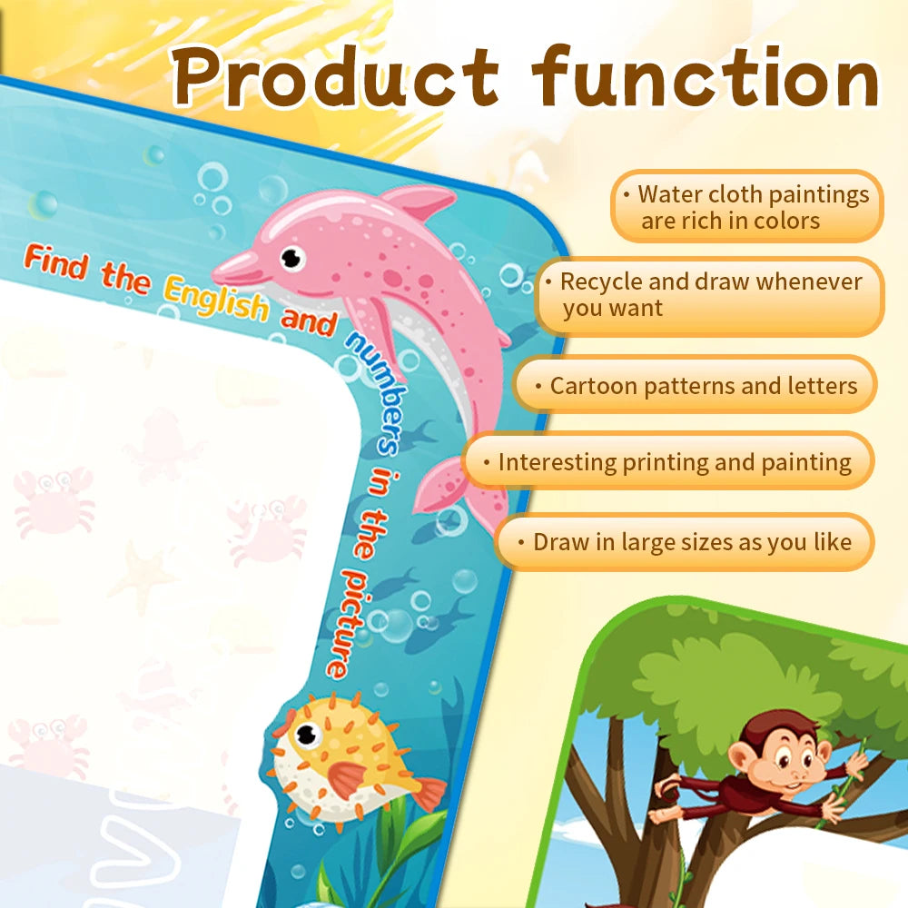 Magic Water Drawing Mat For Kids – Reusable Mess-Free Doodle Board