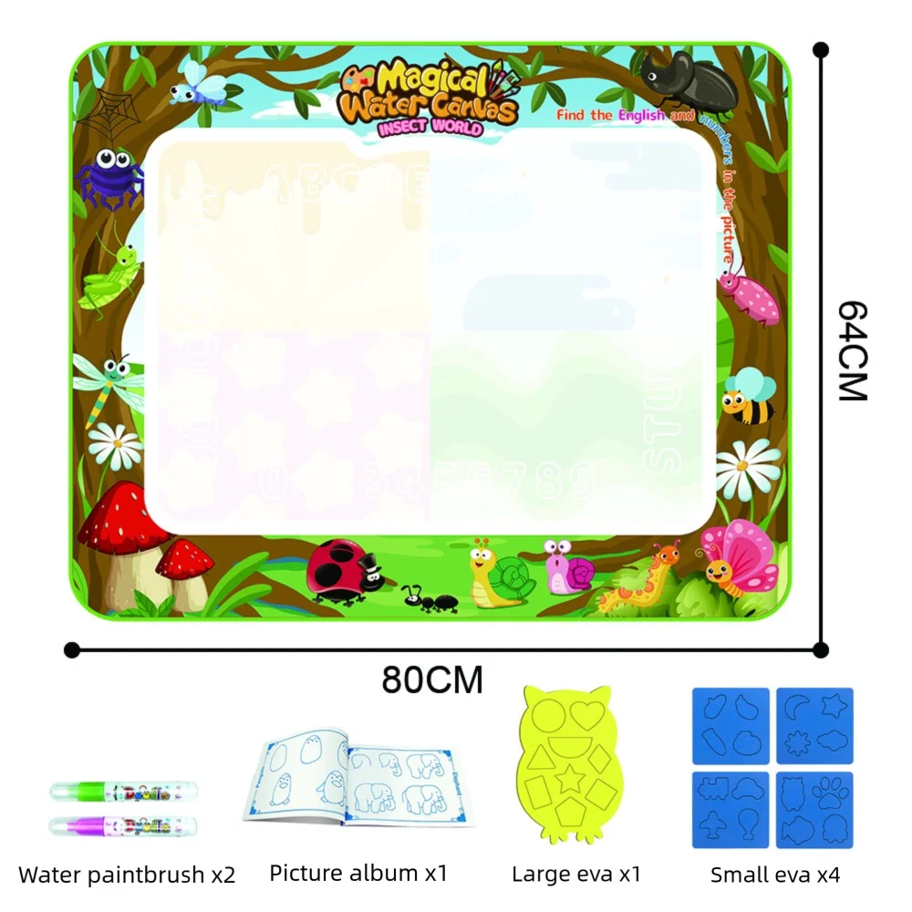 64x80cm insect Color Magic Water Drawing Mat For Kids – Reusable Mess-Free Doodle Board