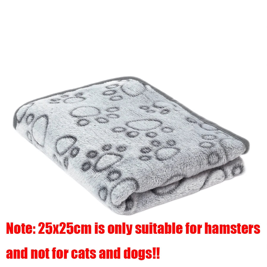 Grey Color Soft Coral Fleece Pet Blanket With Paw Print Pattern