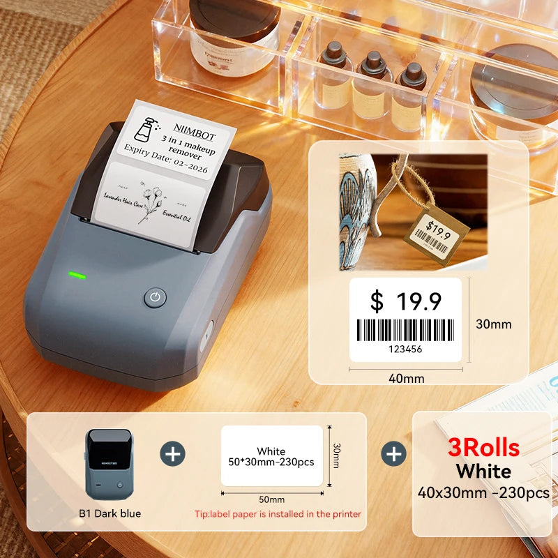 DB-40x30-3Rolls color Bluetooth Thermal Label Printer – Portable 2-Inch Sticker Maker