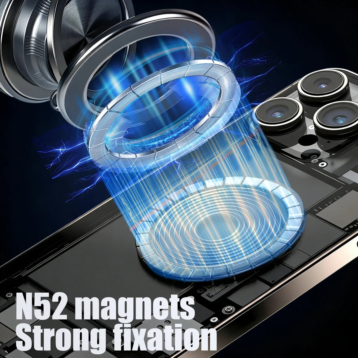 Magnetic Car Phone Mount With Vacuum Suction & 720° Arm