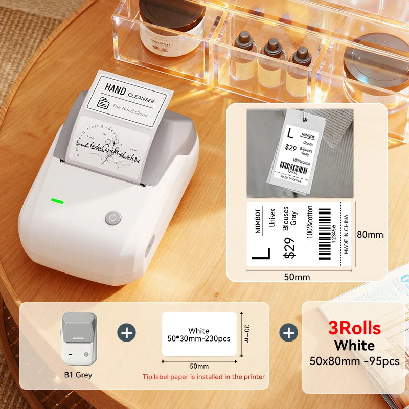 Gray-50x80-3R color Bluetooth Thermal Label Printer – Portable 2-Inch Sticker Maker