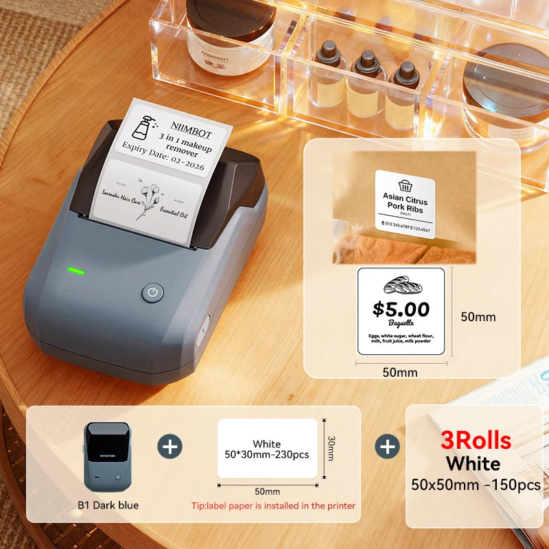 DB-50x50-3Rolls color Bluetooth Thermal Label Printer – Portable 2-Inch Sticker Maker