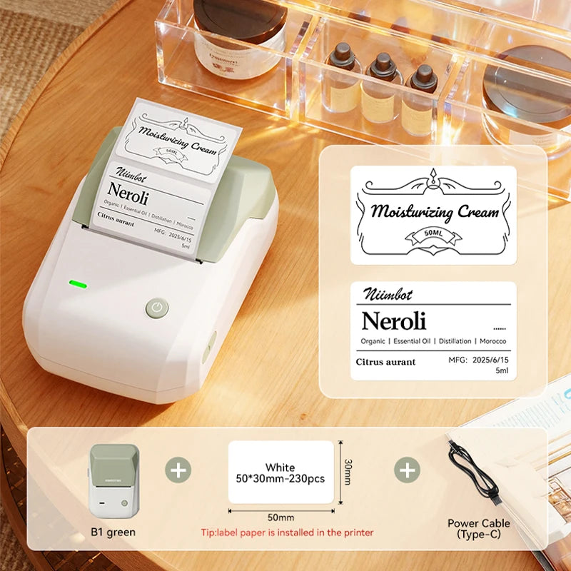 B1-Light Green color Bluetooth Thermal Label Printer – Portable 2-Inch Sticker Maker