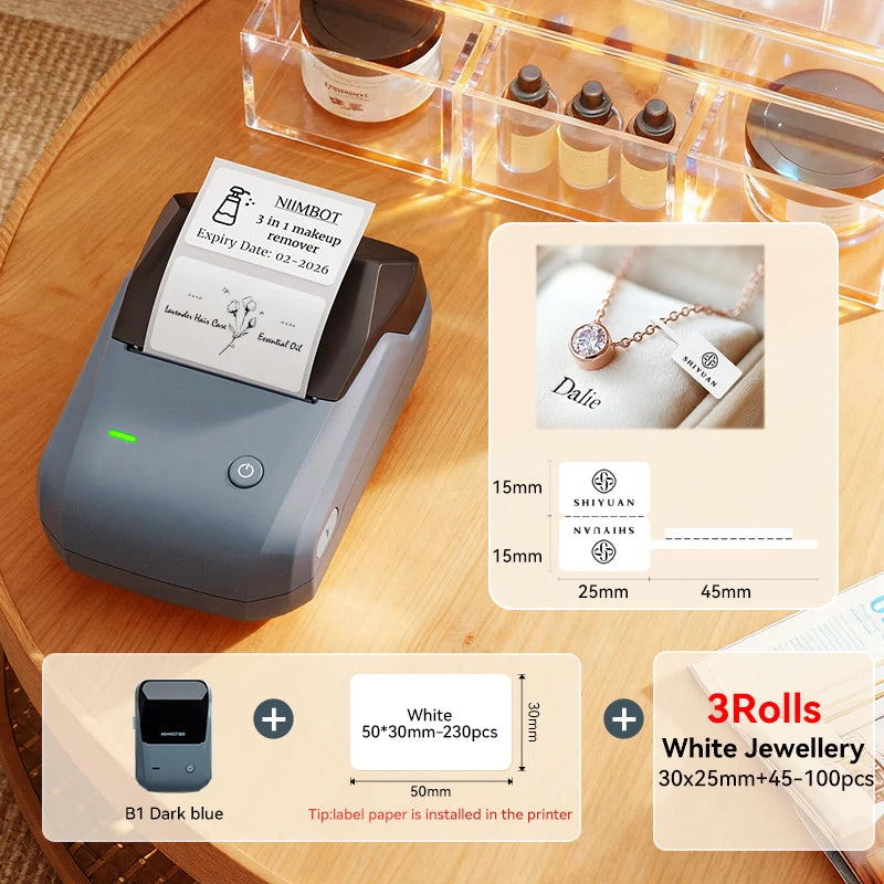 DB-Jewellery-3Rolls color Bluetooth Thermal Label Printer – Portable 2-Inch Sticker Maker