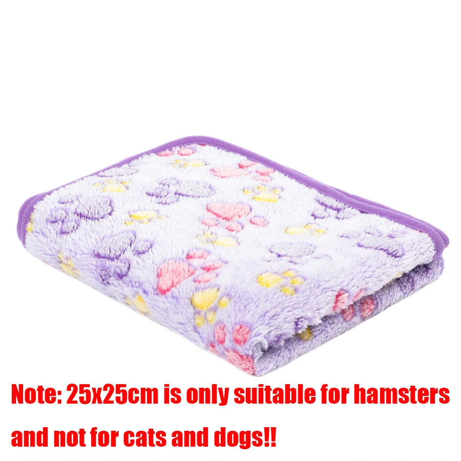 Purple Color Soft Coral Fleece Pet Blanket With Paw Print Pattern