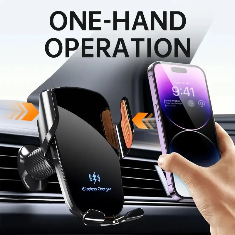 30W Wireless Car Charger Mount With Manual Clamping