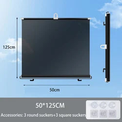 Black-50cm Color Retractable Car Sun Shade Visor – Front or Rear UV Shield