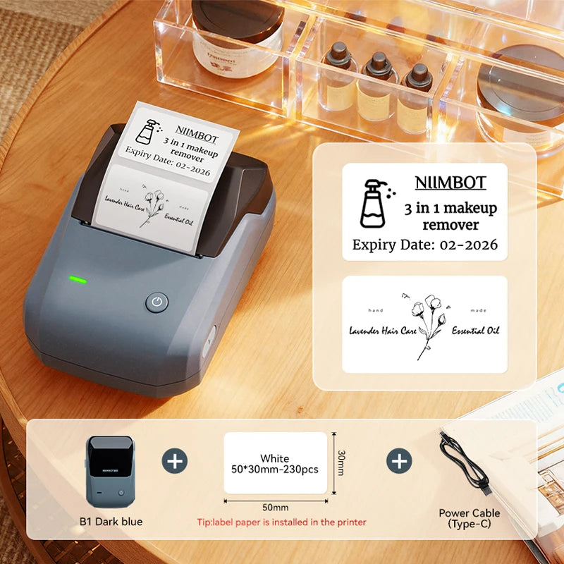 B1-Dark Blue color Bluetooth Thermal Label Printer – Portable 2-Inch Sticker Maker