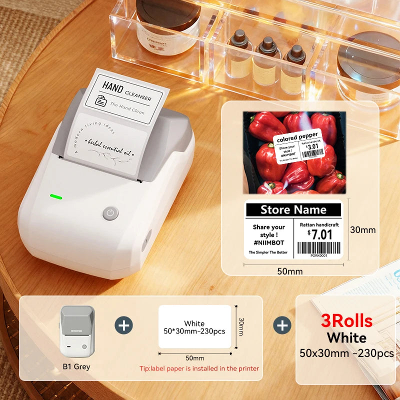 Gray-50x30-3R color Bluetooth Thermal Label Printer – Portable 2-Inch Sticker Maker