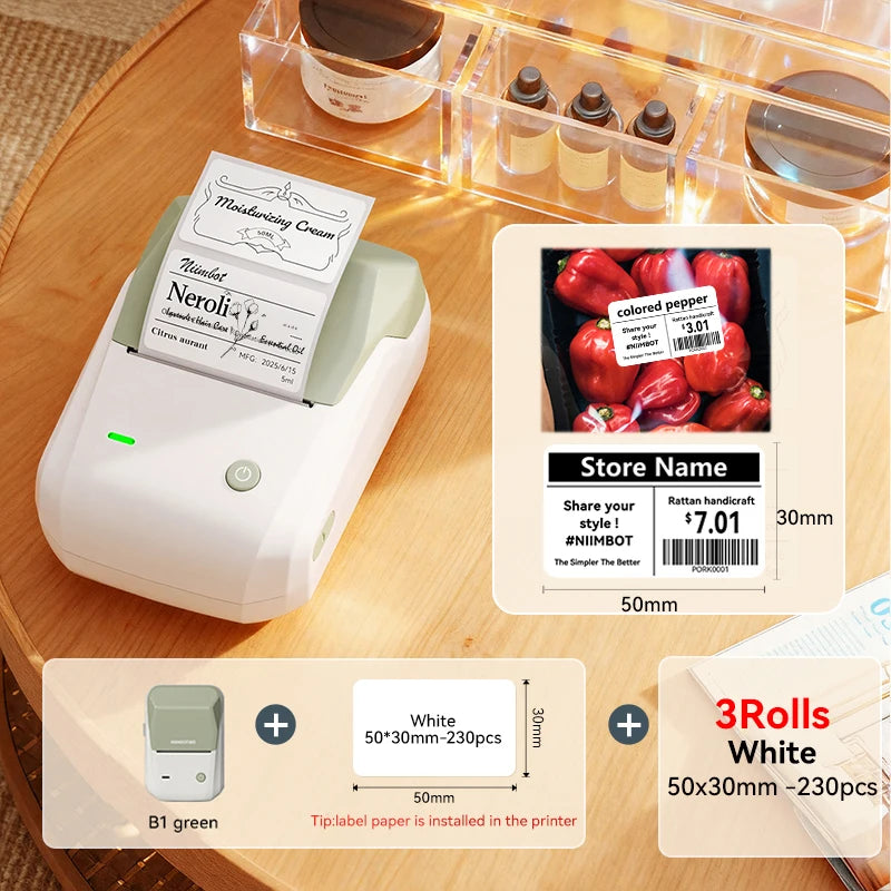 Green-50x30-3R color Bluetooth Thermal Label Printer – Portable 2-Inch Sticker Maker