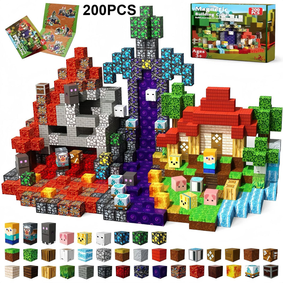 200pcs(With Box) Color Magnetic Tiles Building Blocks Set – STEM Learning Toy