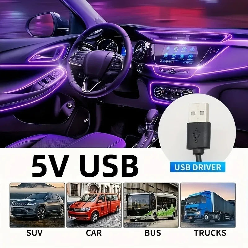 5 m LED EL Wire Car Interior Neon Ambient Strip Light