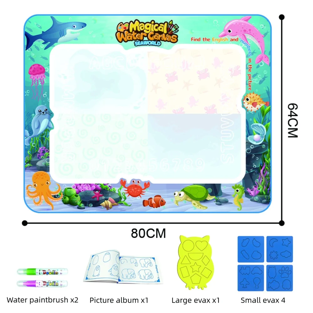 64x80cm sea Color Magic Water Drawing Mat For Kids – Reusable Mess-Free Doodle Board