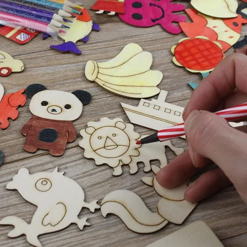 Wooden Montessori Drawing Stencil Set – 20-Piece Kids Craft