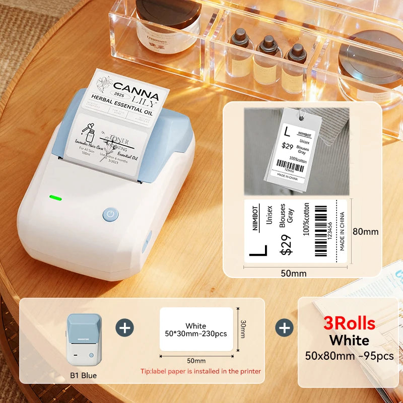 Blue-50x80-3R color Bluetooth Thermal Label Printer – Portable 2-Inch Sticker Maker