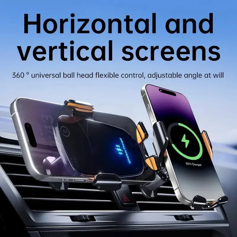 30W Wireless Car Charger Mount With Manual Clamping