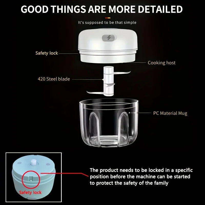 Mini Electric Garlic Chopper And Food Grinder 250 ml